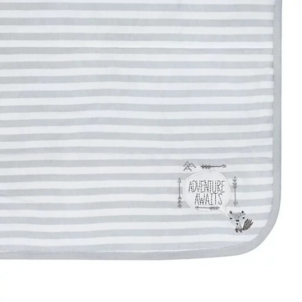 Gerber Organics Adventure Awaits Striped Blanket Gray White‎ Cotton Baby Lovey